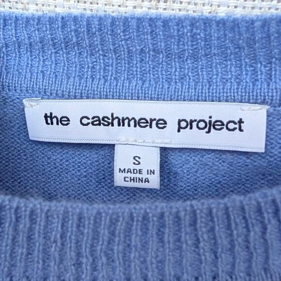 The Casmere Project Blue 100% Cashmere Short Sleeve Sweater Top, size S - Picture 3 of 7